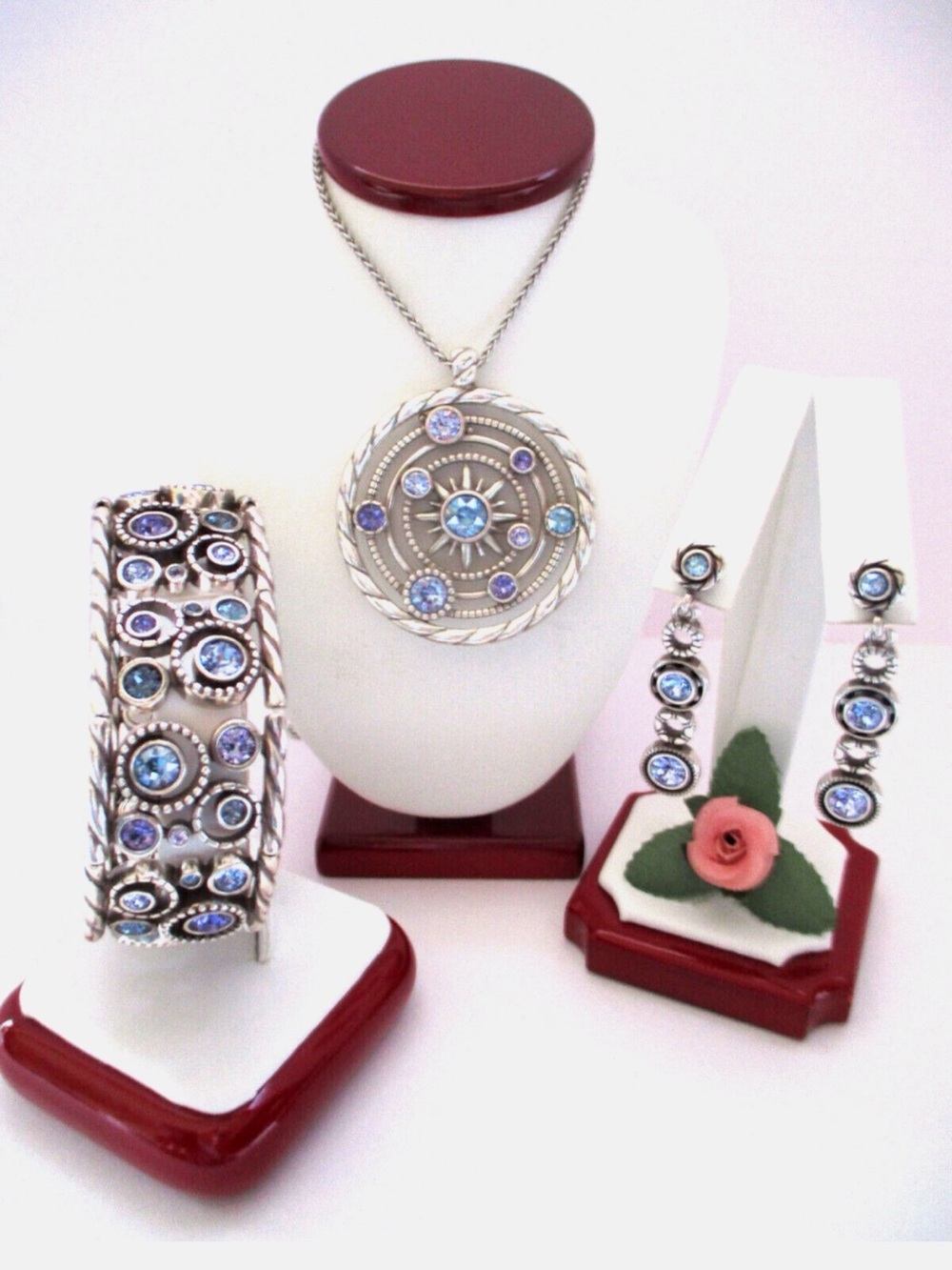 🆕🌚NWT SET! RARE BRIGHTON VTG SLVR CELESTIAL SWAROVSKI CRYSTAL SET: MSRP $234